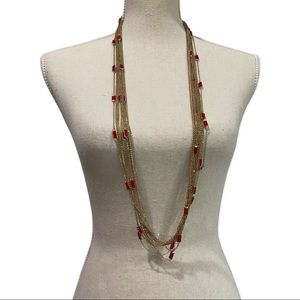 Gold and Red beaded Necklace
